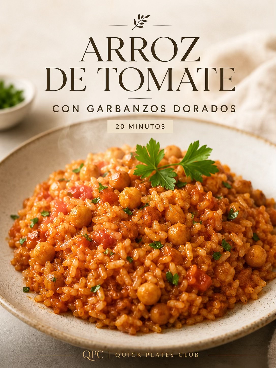 ARROZ DE TOMATE CON GARBANZOS DORADOS