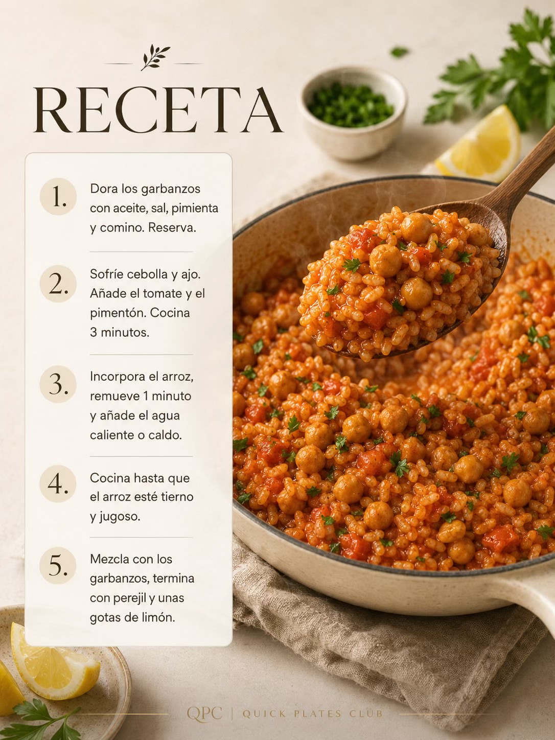 ARROZ DE TOMATE CON GARBANZOS DORADOS - receta