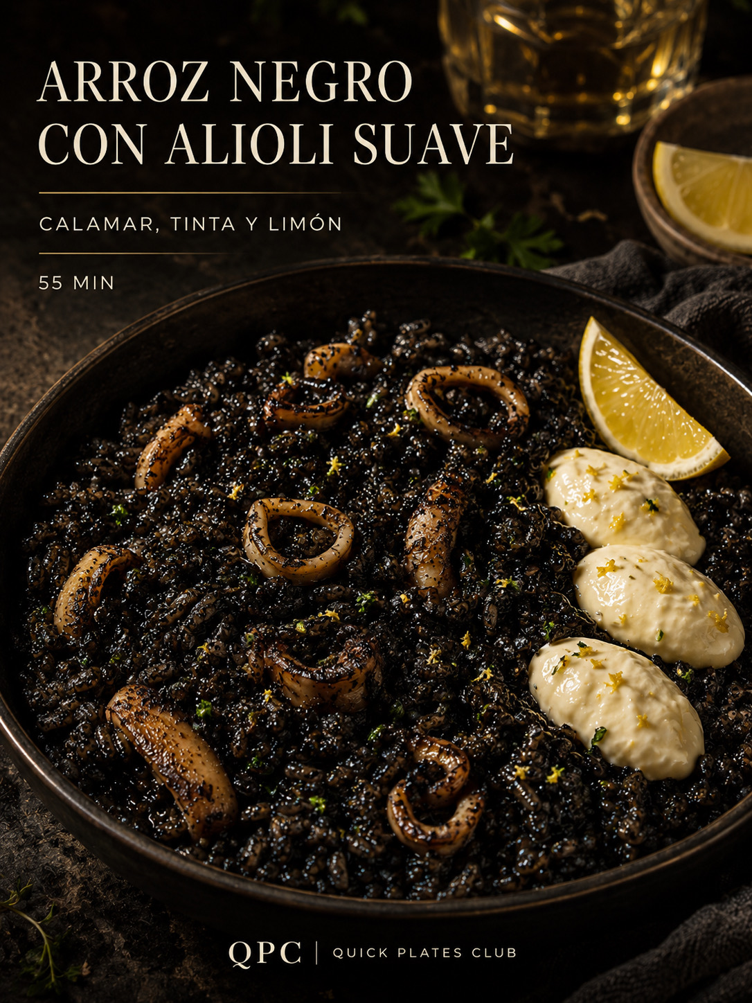 Arroz negro con alioli suave