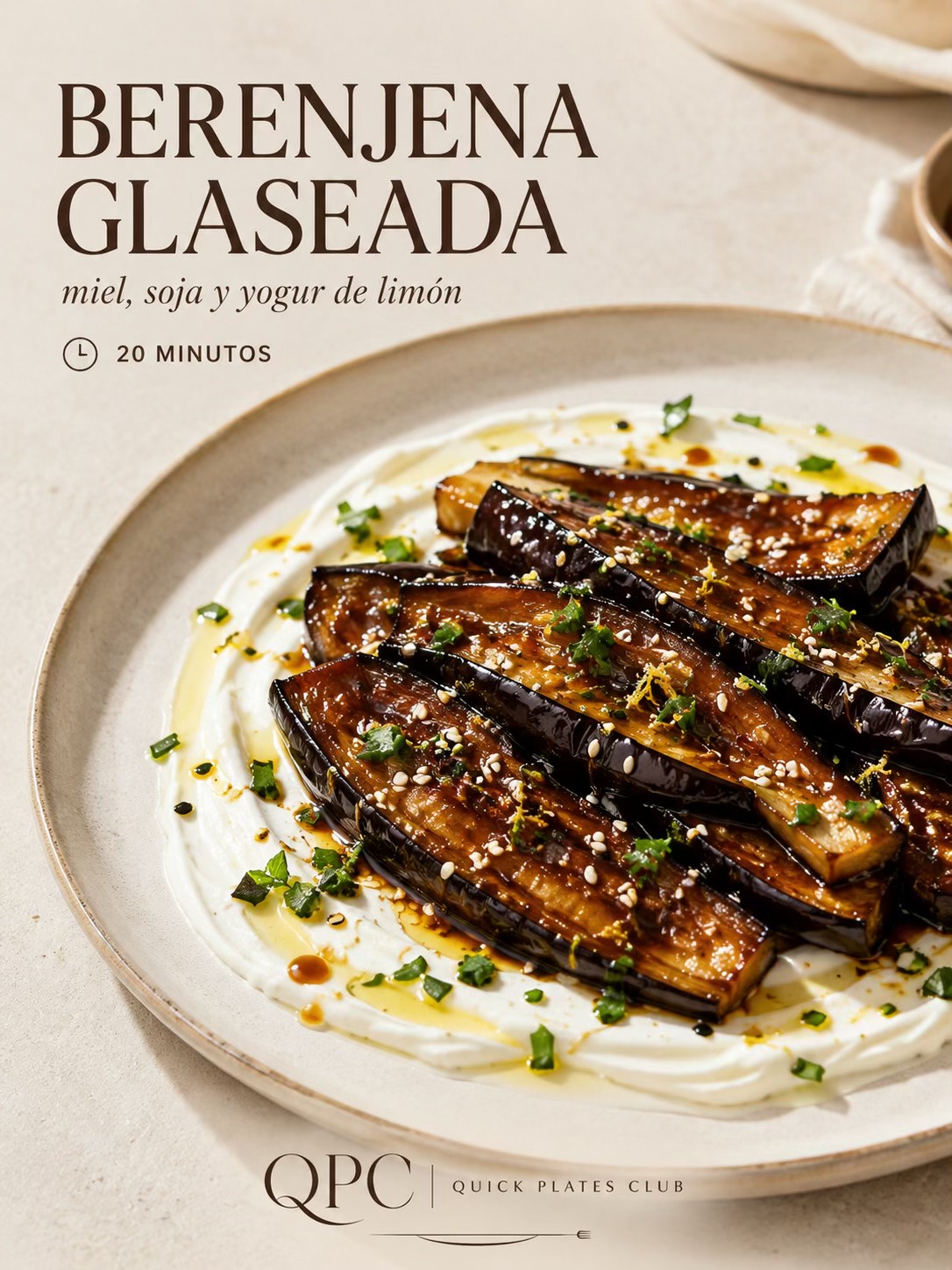 Berenjena glaseada con miel y soja