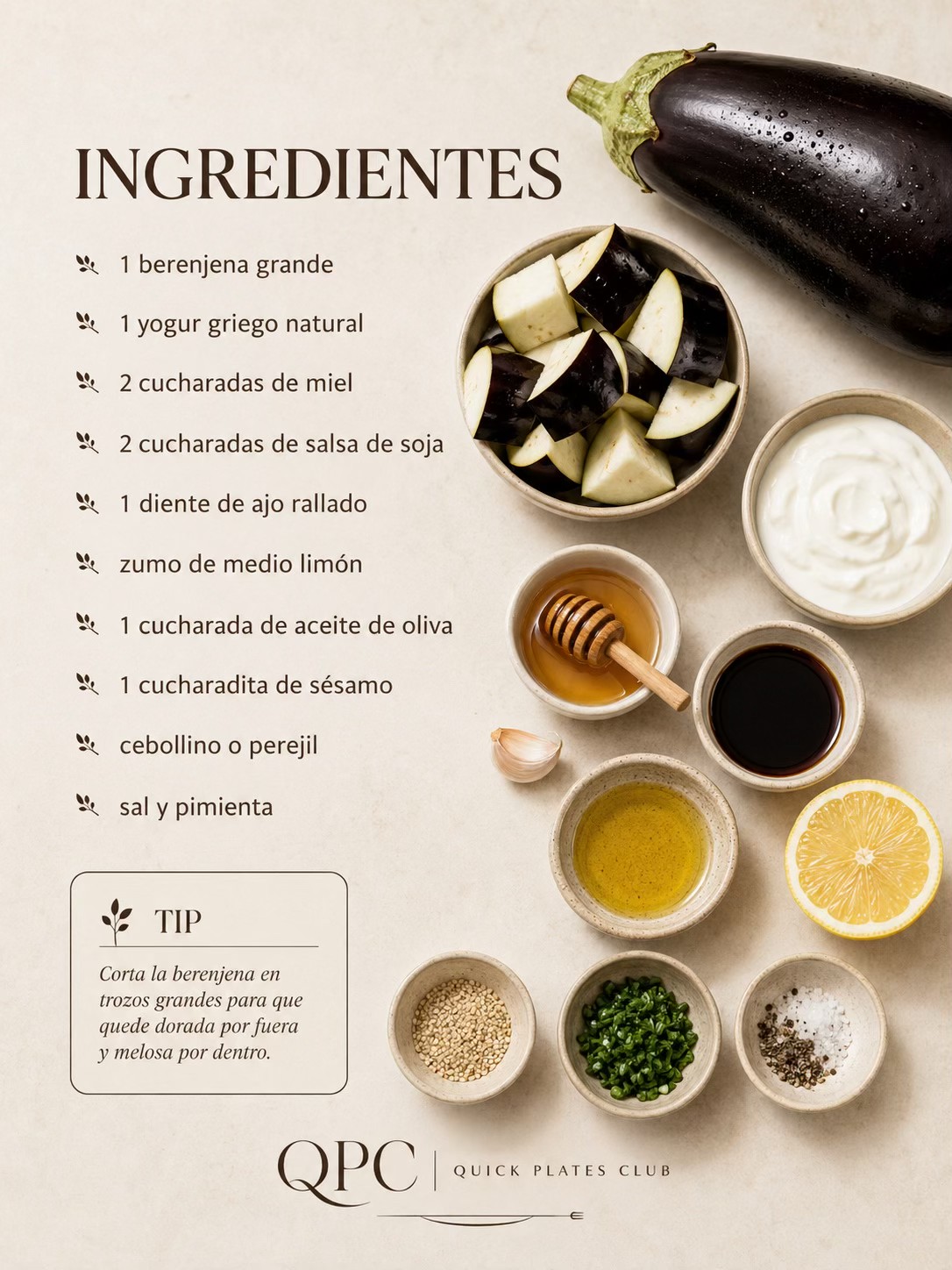 Berenjena glaseada con miel y soja - ingredientes