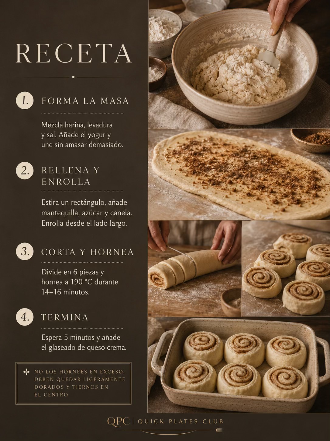 Bollitos de canela rápidos sin fermentación - receta