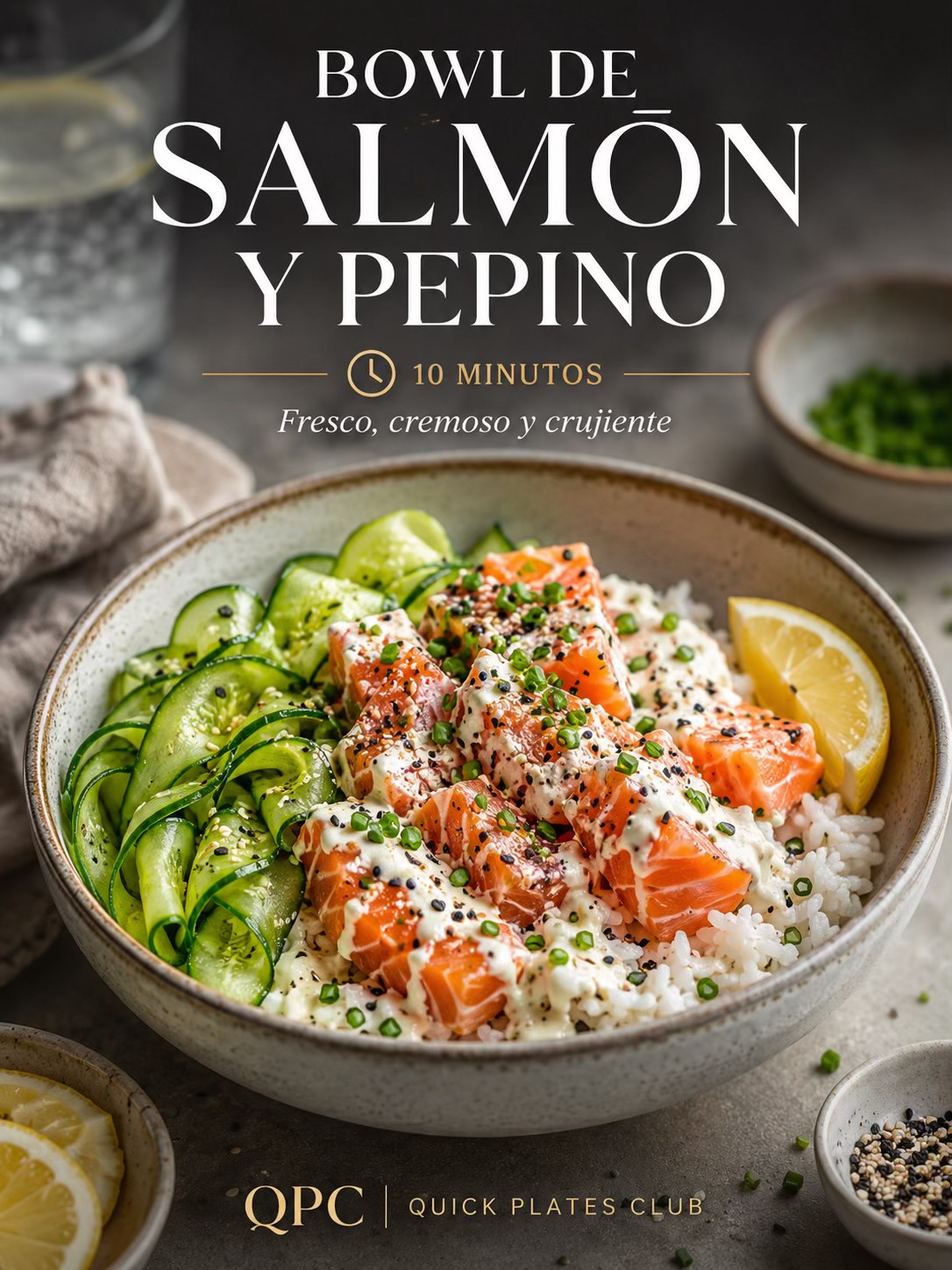 Bowl crujiente de salmón y pepino