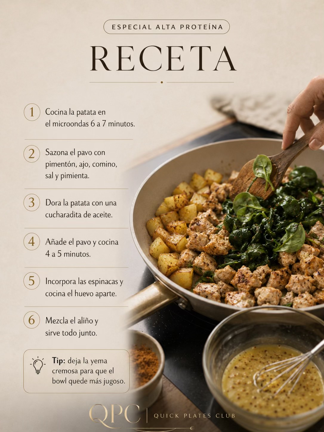Bowl de pavo y patata dorada | Especial Alta Proteína - receta