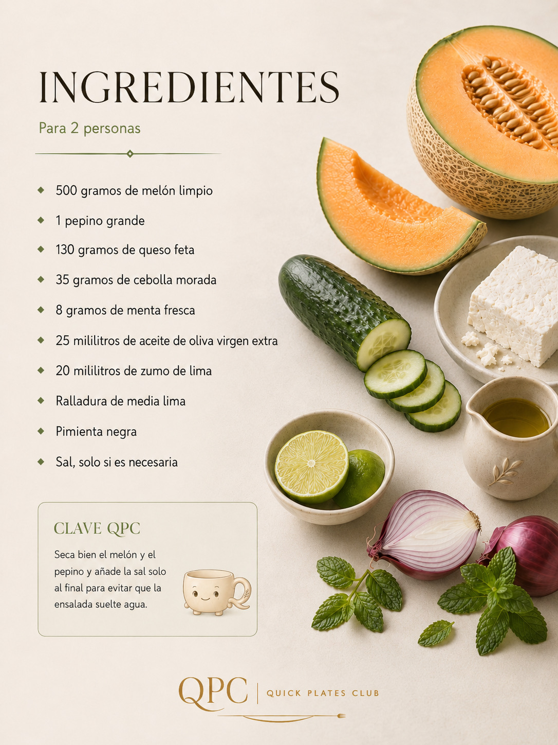 Ensalada de melón, pepino y feta - ingredientes