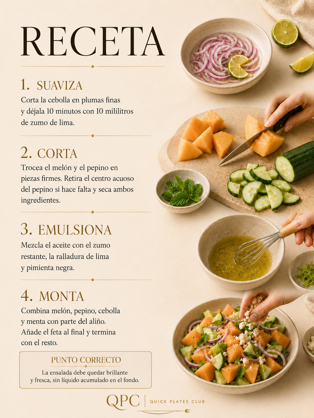 Ensalada de melón, pepino y feta - receta