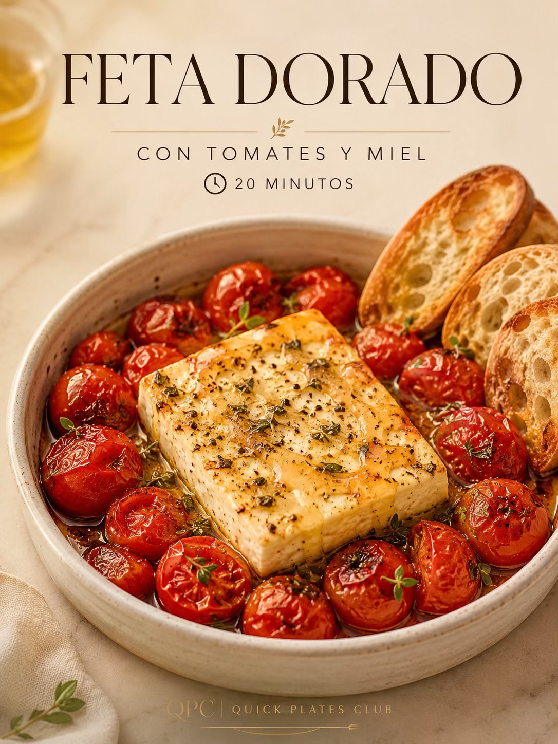 FETA DORADO CON TOMATES Y MIEL