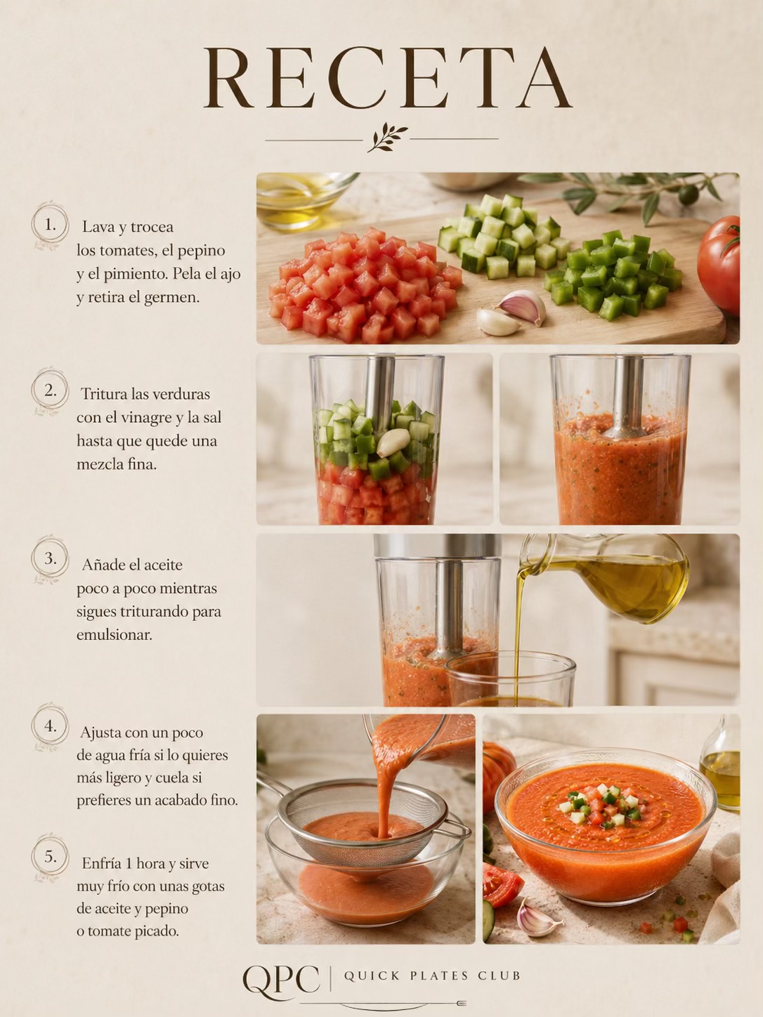 Gazpacho andaluz suave y muy fresco - receta