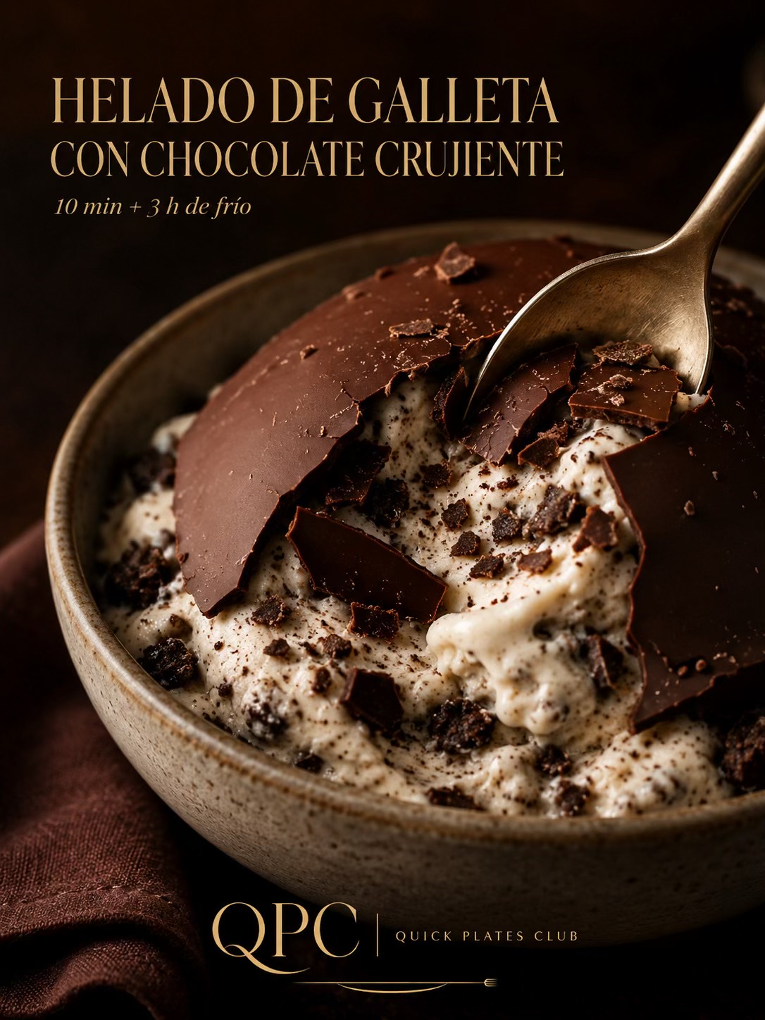 Helado de galleta con chocolate crujiente