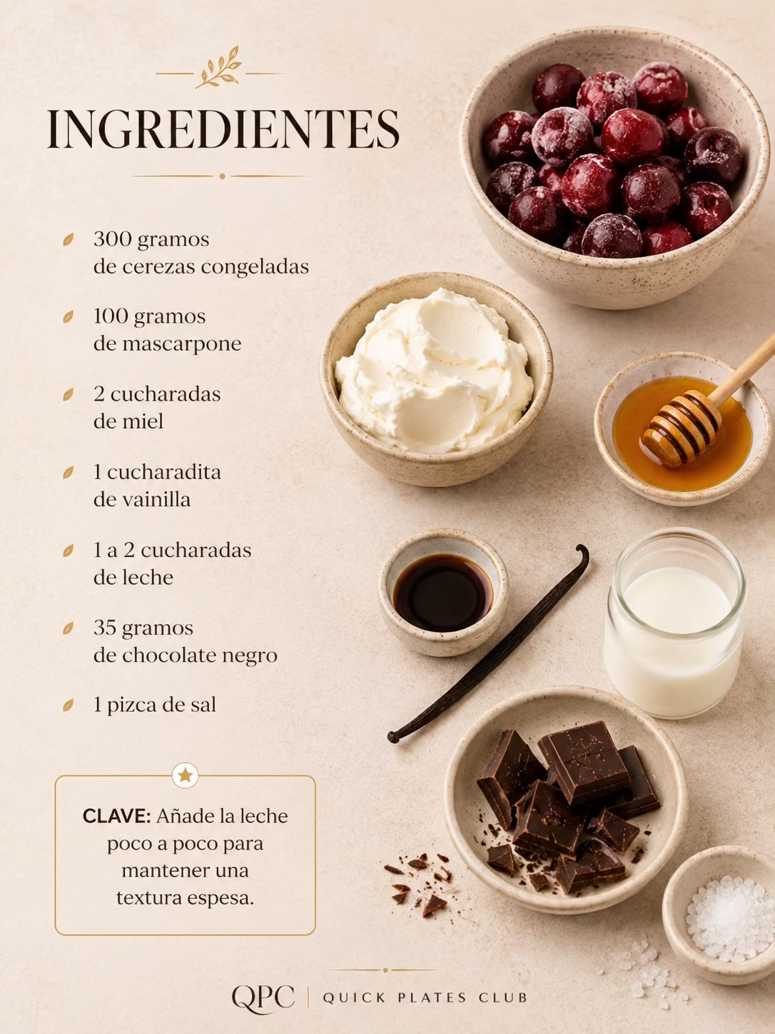 Helado exprés de cereza y chocolate negro - ingredientes