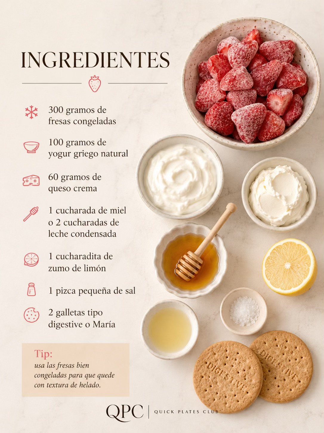 HELADO EXPRÉS DE FRESA ESTILO TARTA DE QUESO - ingredientes