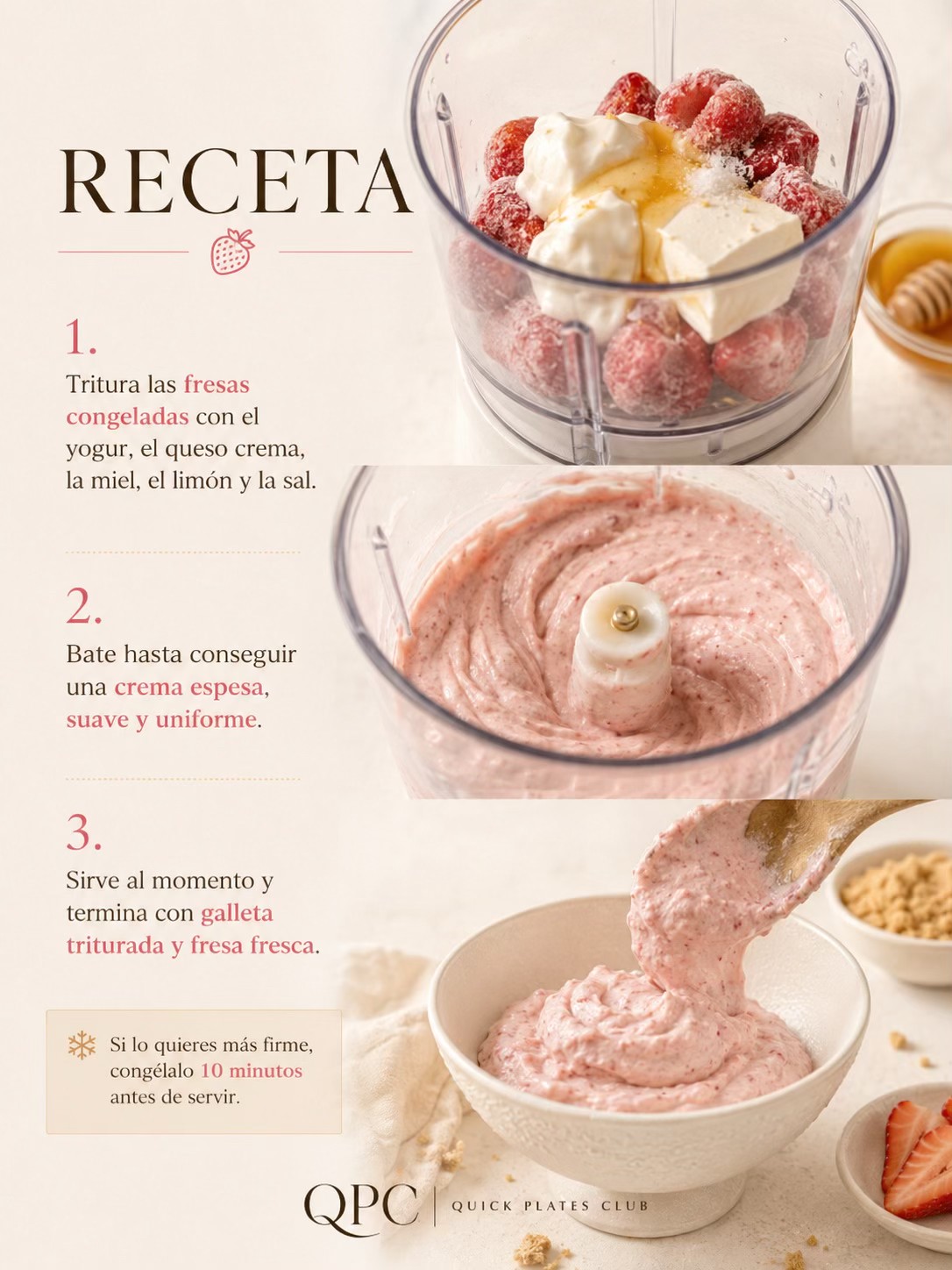 HELADO EXPRÉS DE FRESA ESTILO TARTA DE QUESO - receta