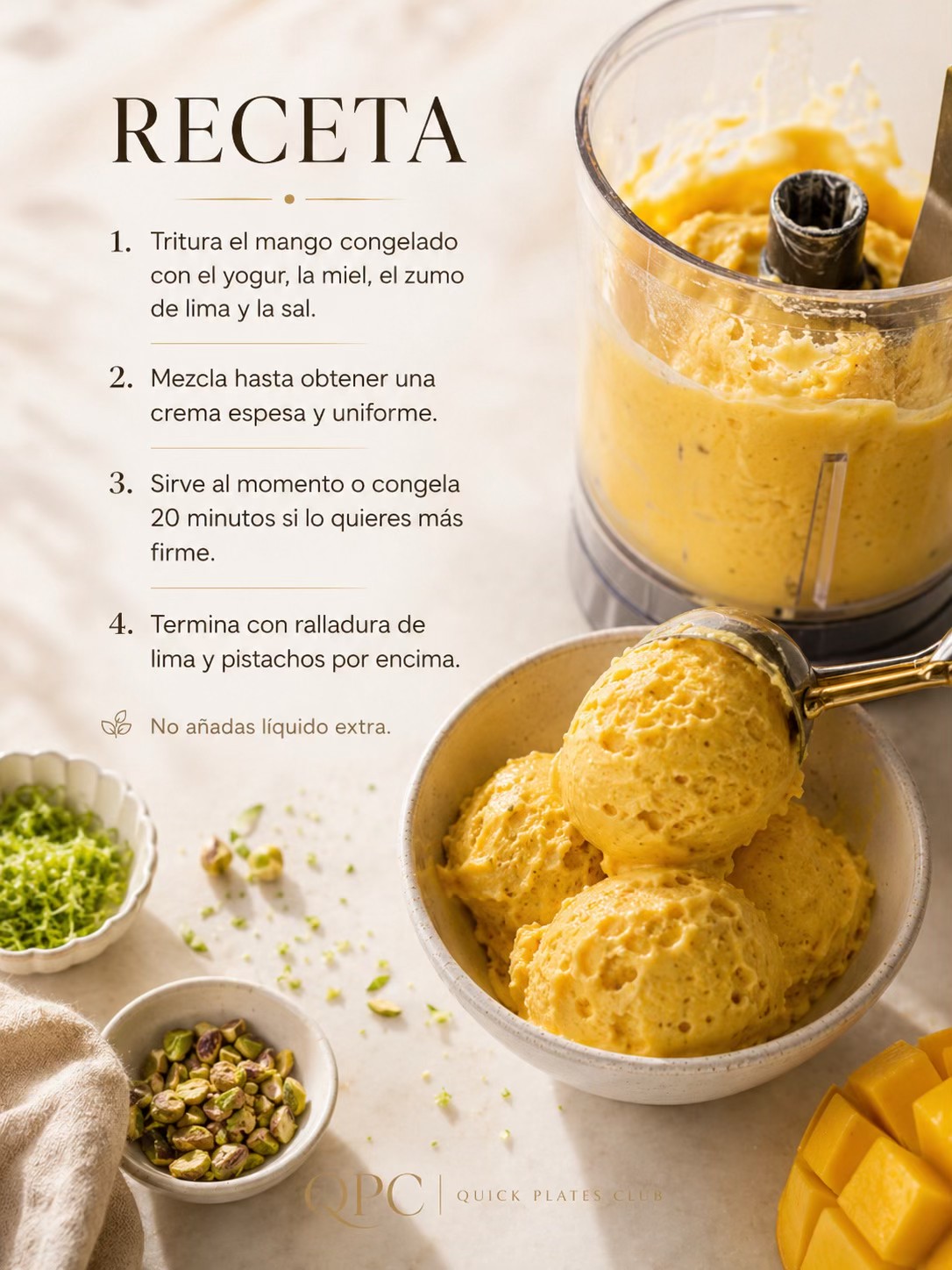 Helado exprés de mango y lima - receta