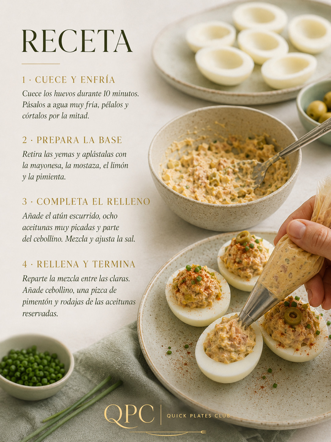 Huevos rellenos de atún y aceitunas - receta