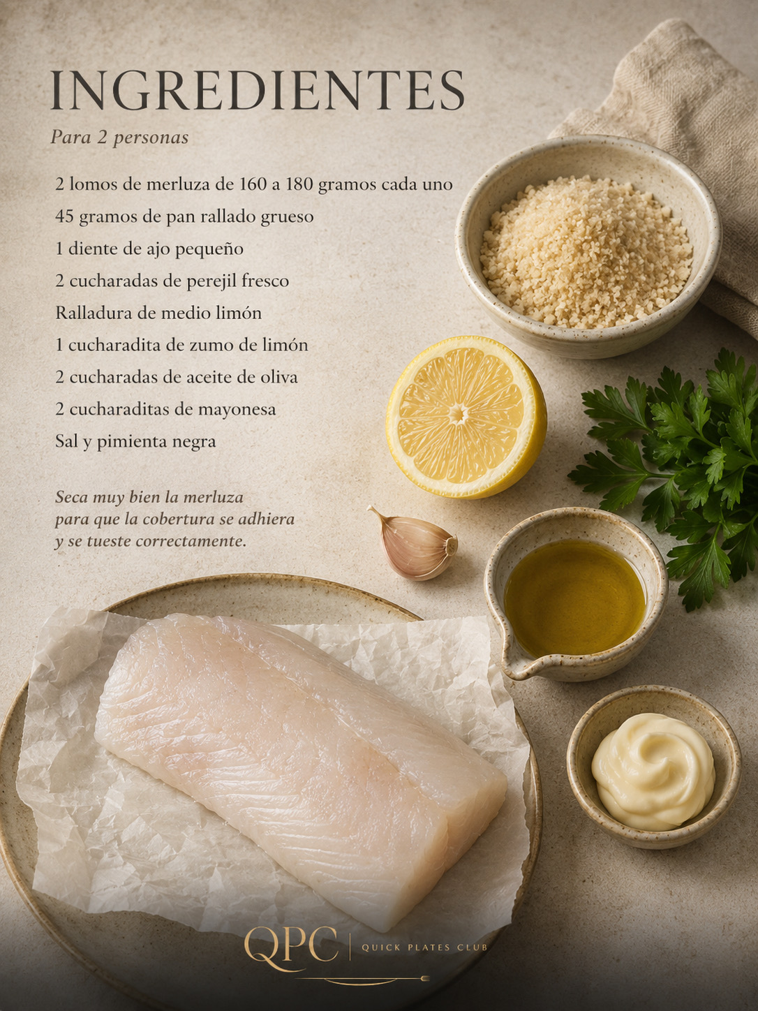 Merluza con costra de ajo y perejil - receta