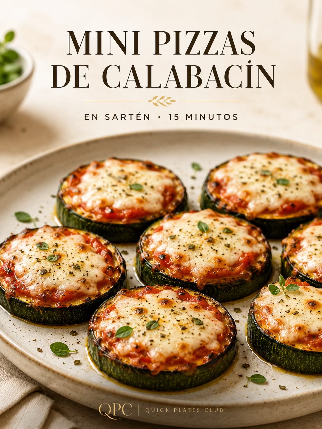 Mini pizzas de calabacín en sartén