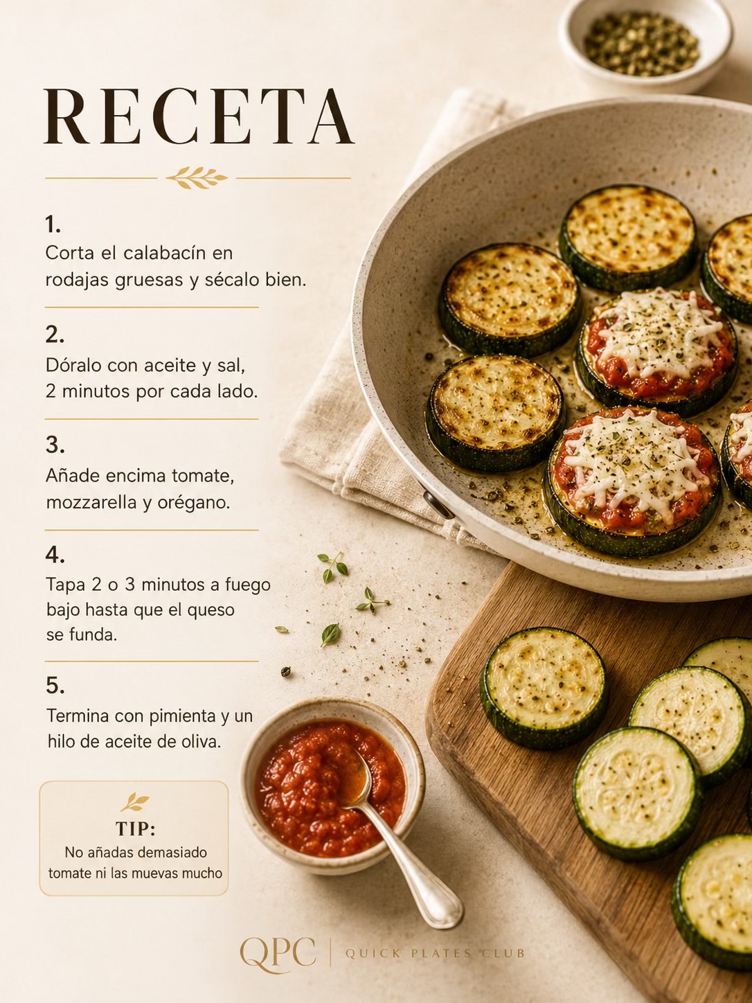 Mini pizzas de calabacín en sartén - receta