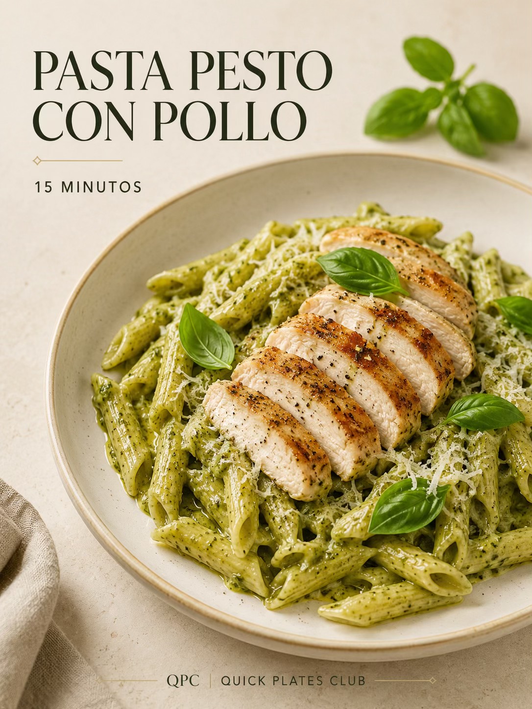 PASTA PESTO CON POLLO EN 15 MINUTOS