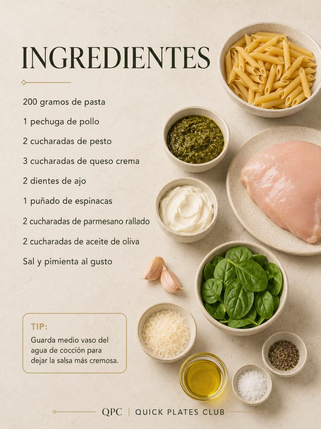 PASTA PESTO CON POLLO EN 15 MINUTOS - ingredientes