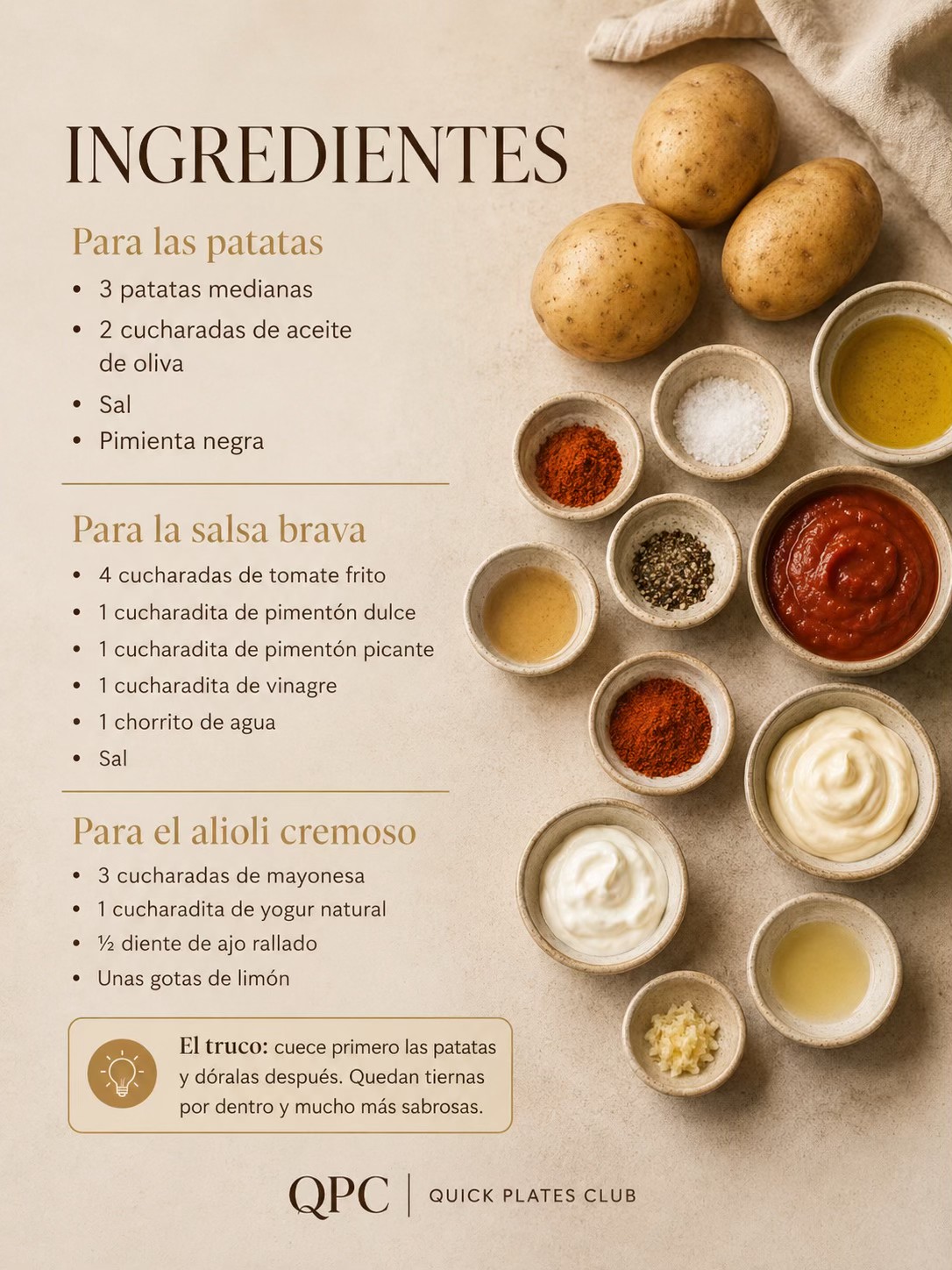 PATATAS BRAVAS EXPRESS CON ALIOLI CREMOSO - ingredientes