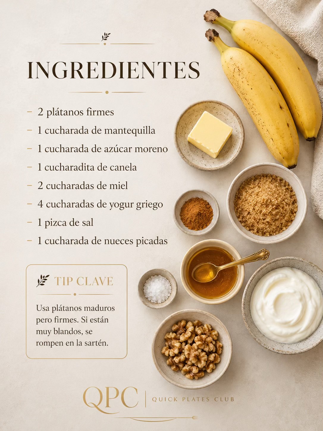 PLÁTANO FRITO CARAMELIZADO - ingredientes