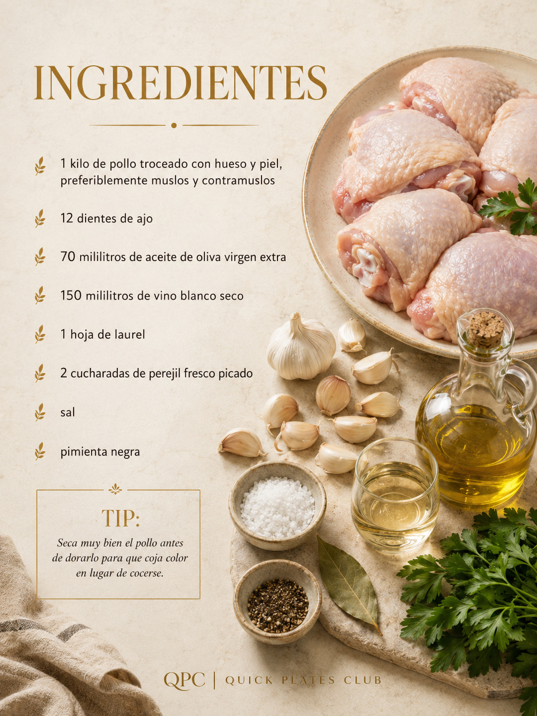 Pollo al ajillo tradicional - receta