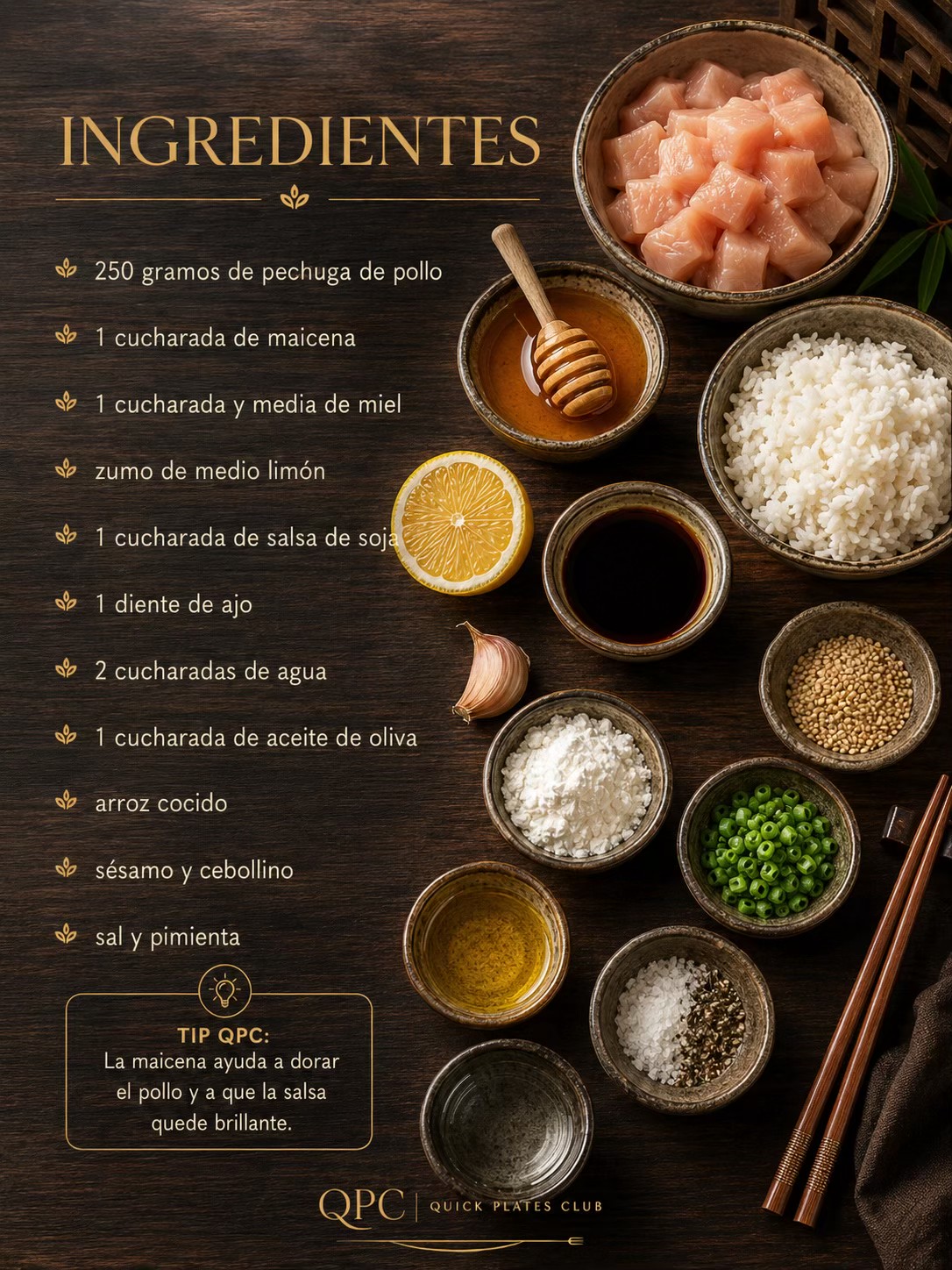 POLLO GLASEADO DE MIEL Y LIMÓN EN 20 MINUTOS - ingredientes
