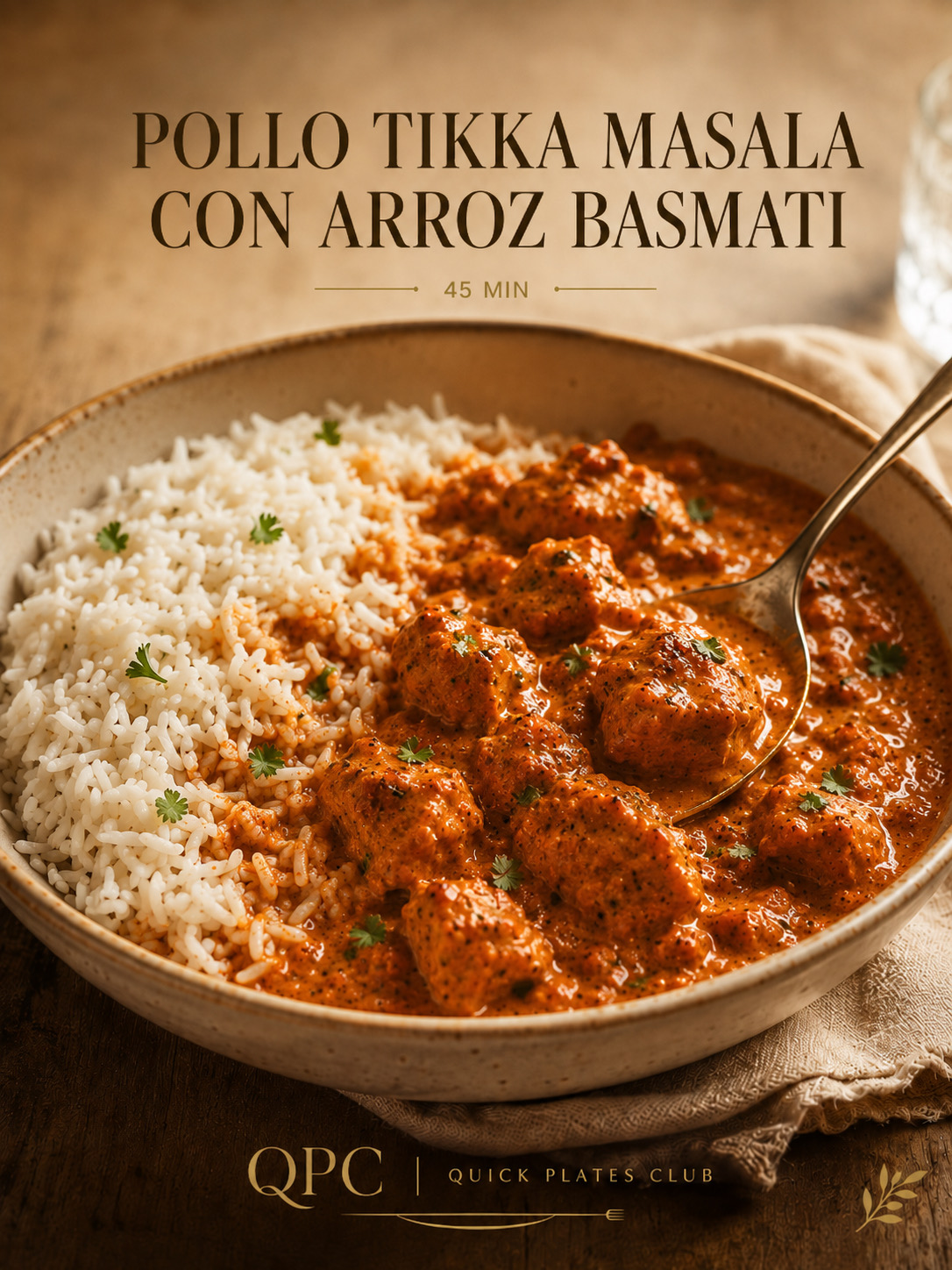 Pollo tikka masala con arroz basmati