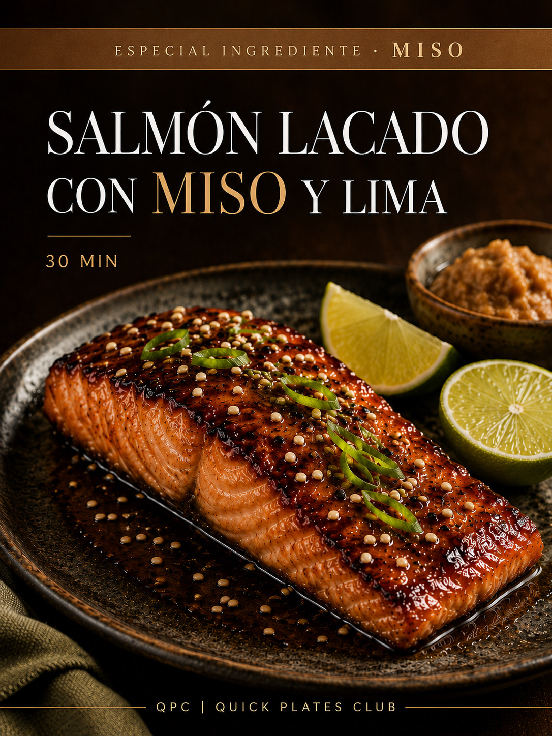 Salmón lacado con miso y lima