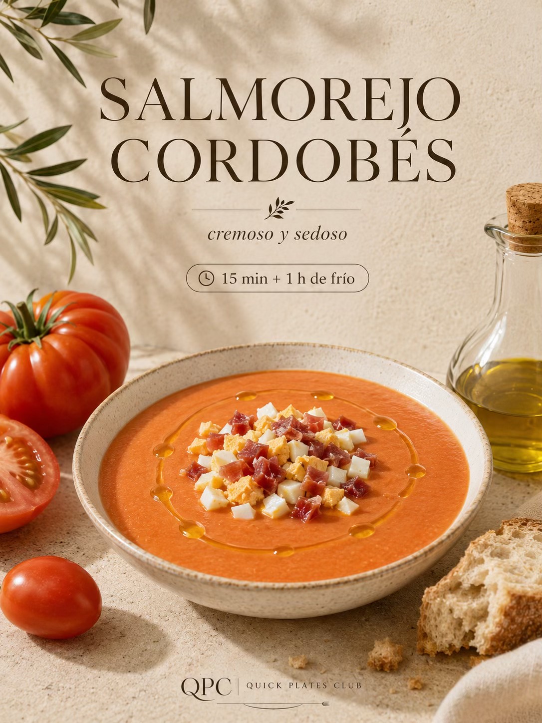Salmorejo cordobés cremoso y sedoso