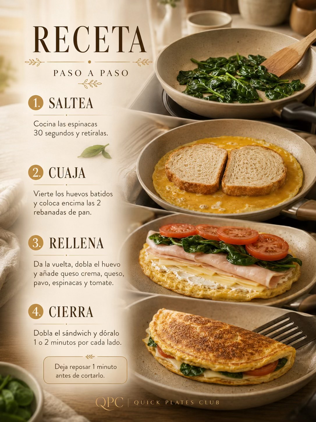 Sándwich de sartén con huevo y queso - receta