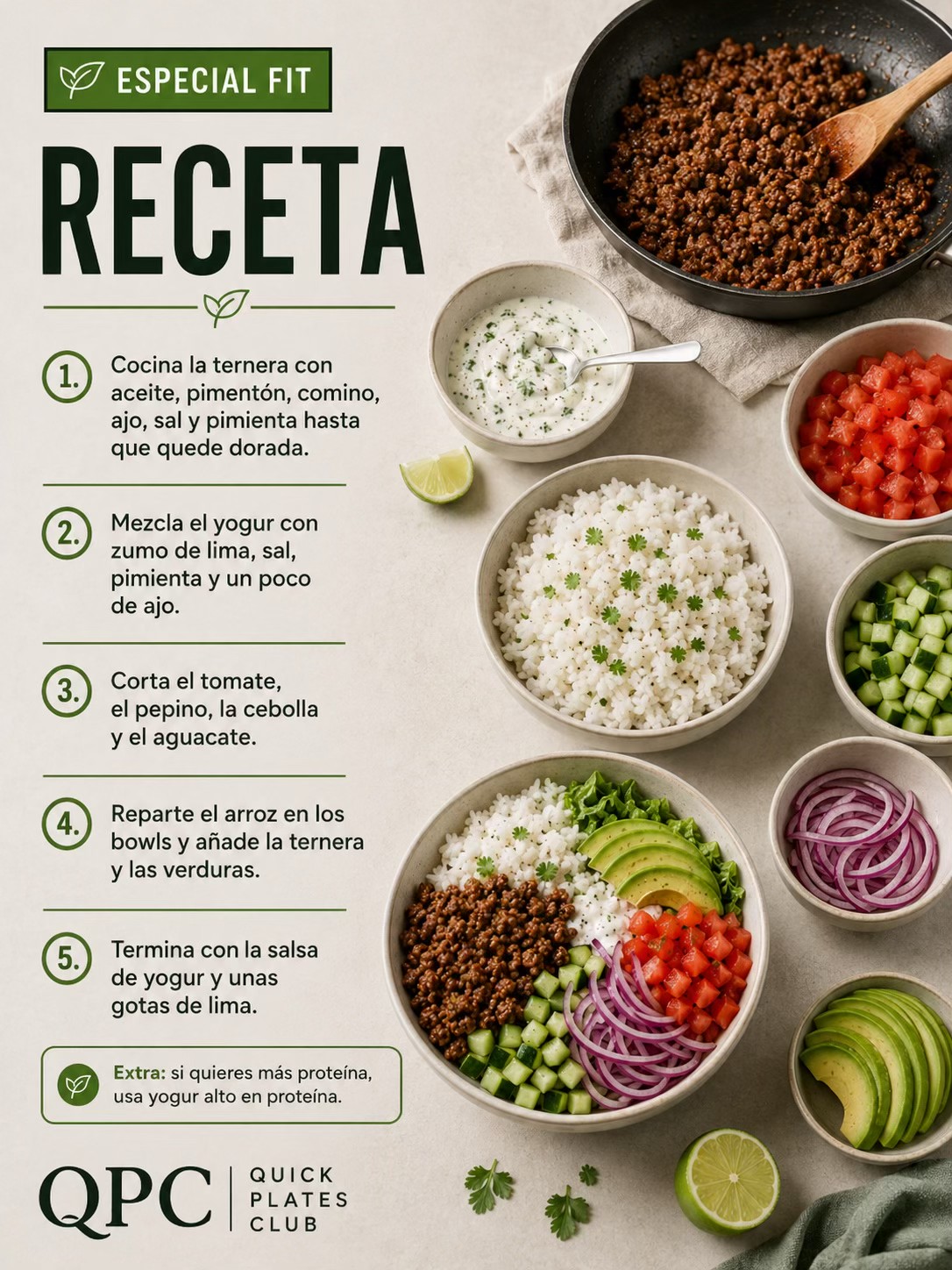 Taco bowl fit de ternera - receta