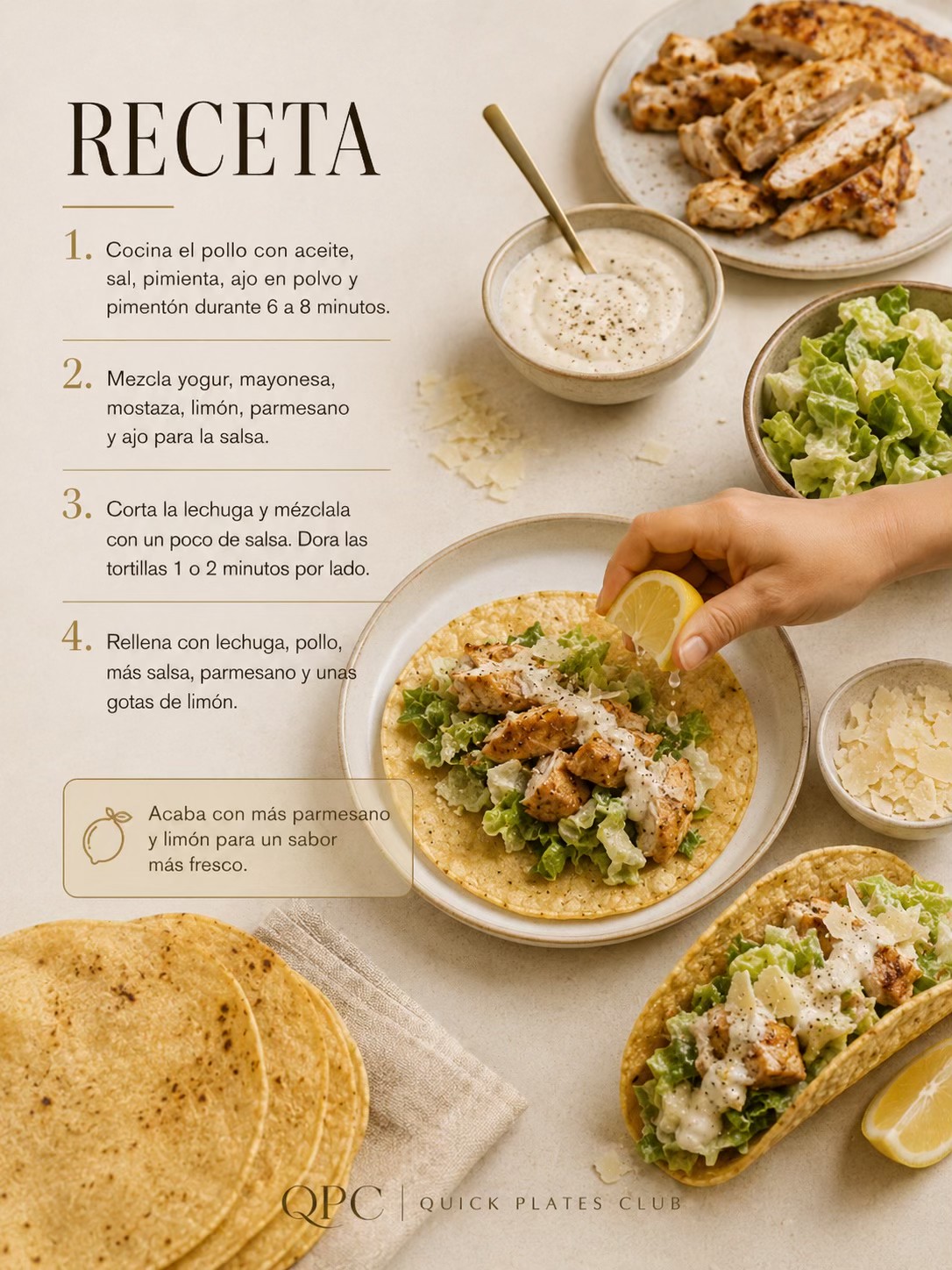 TACOS CRUJIENTES DE POLLO CÉSAR - receta