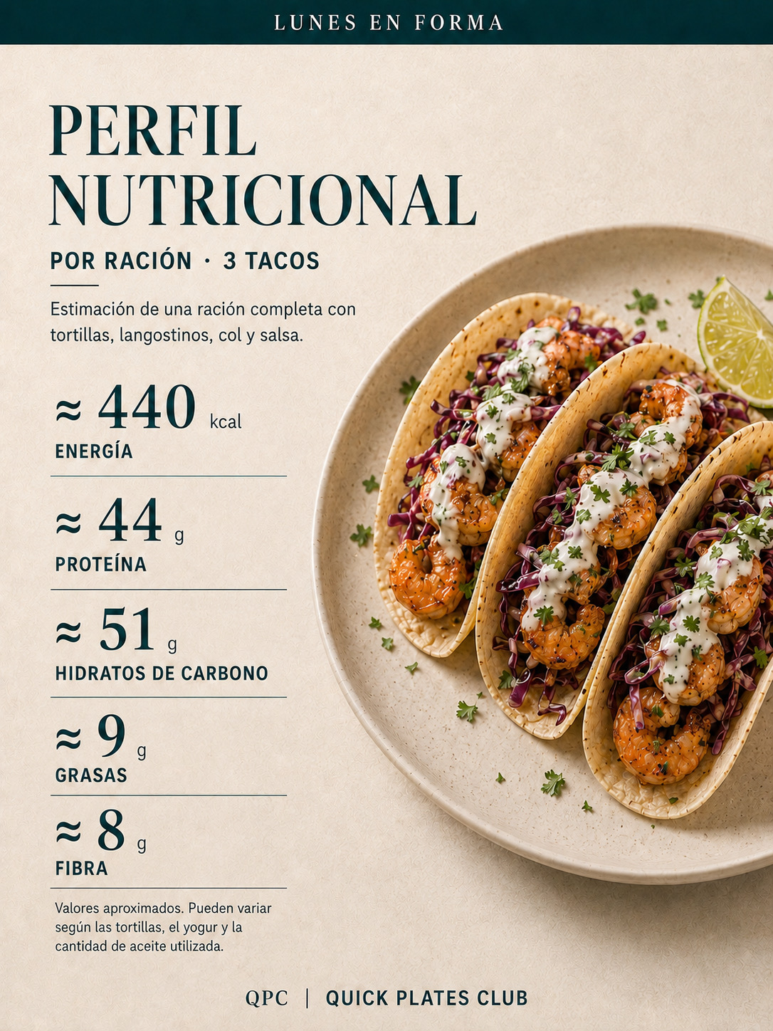 Tacos de langostinos con col crujiente y salsa de yogur y lima - extra 1