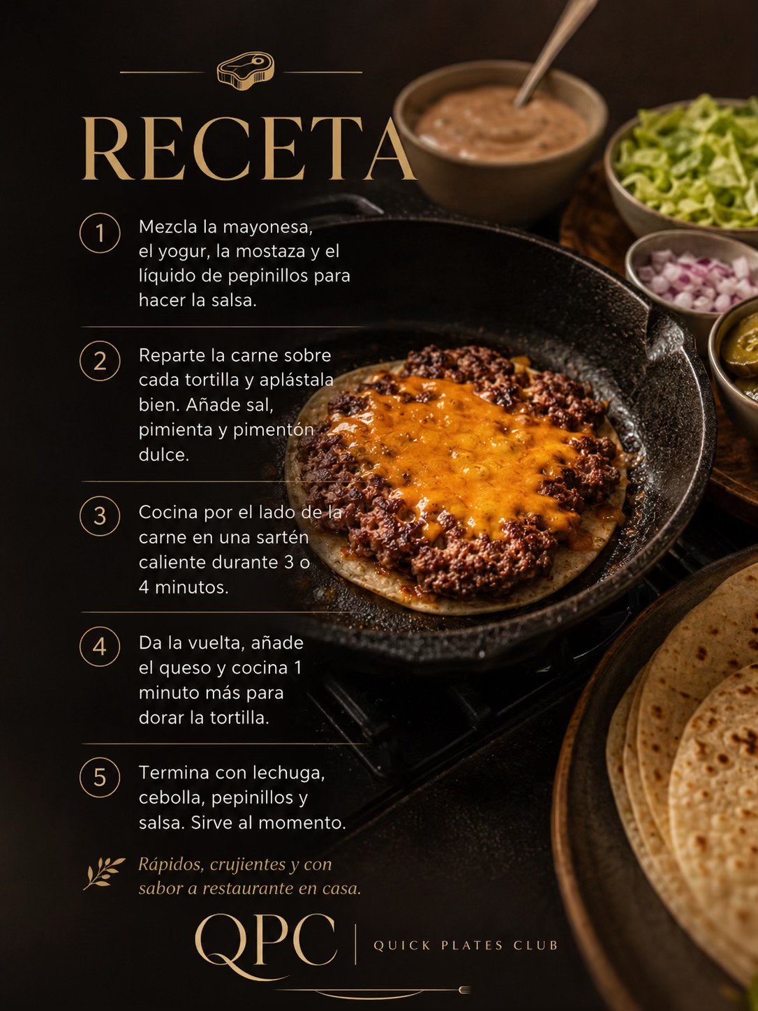 TACOS SMASH DE TERNERA CON SALSA ESPECIAL - receta
