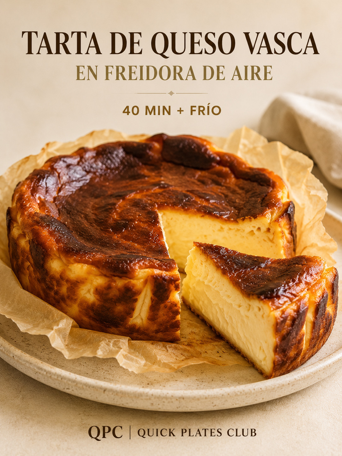 Tarta de queso vasca en freidora de aire