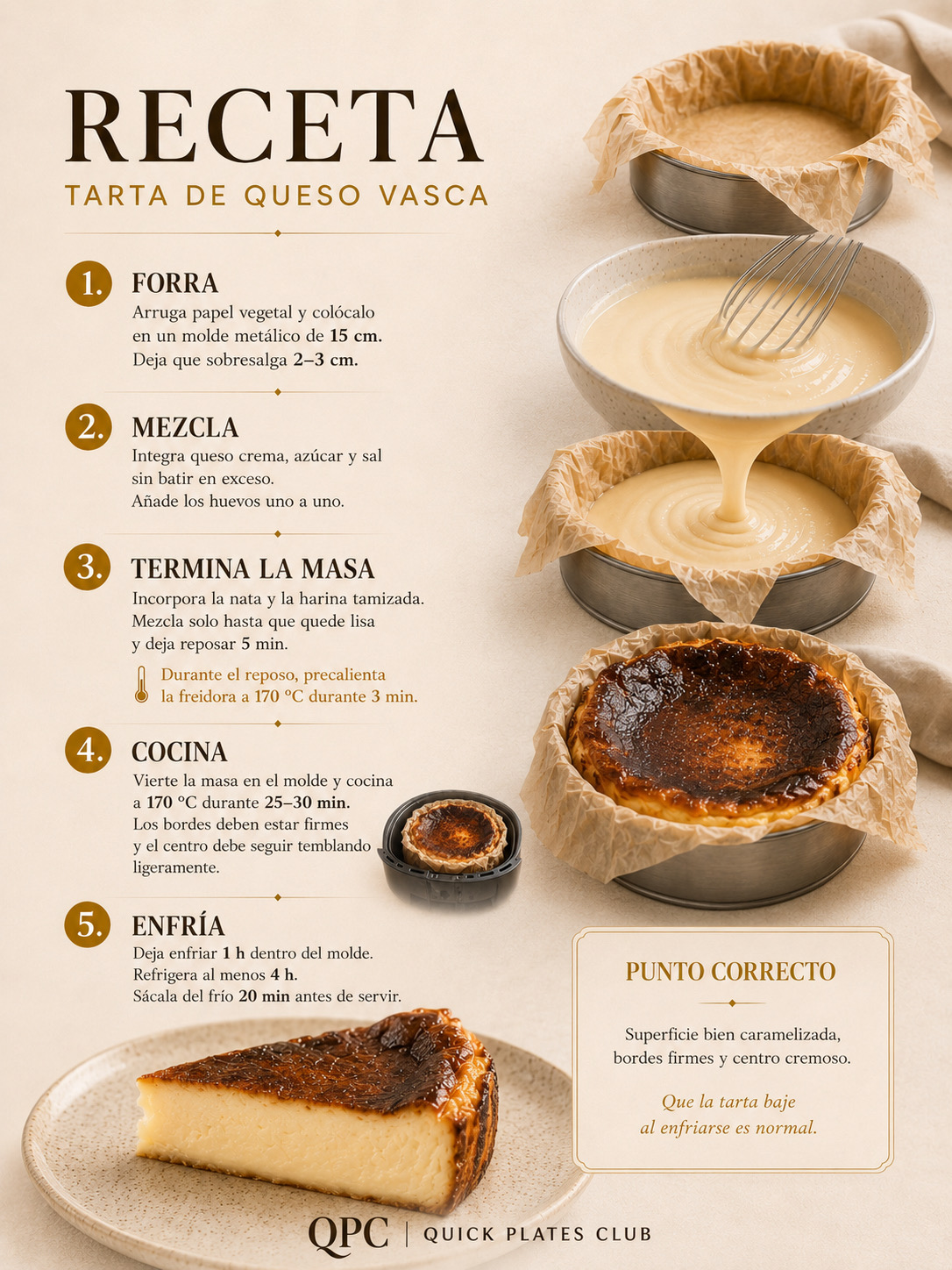 Tarta de queso vasca en freidora de aire - receta
