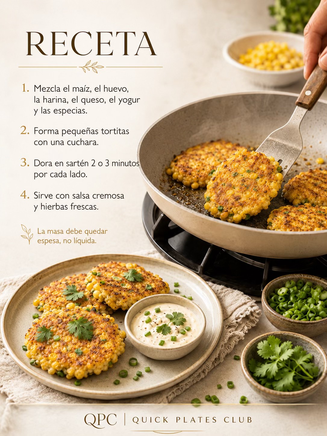 TORTITAS DORADAS DE MAÍZ Y QUESO - receta