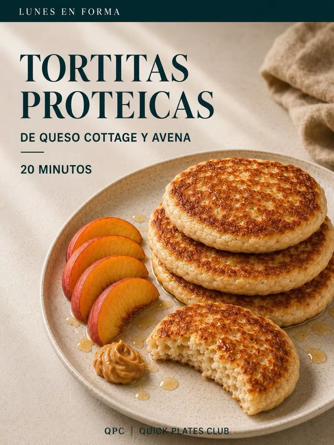 Tortitas proteicas de queso cottage y avena