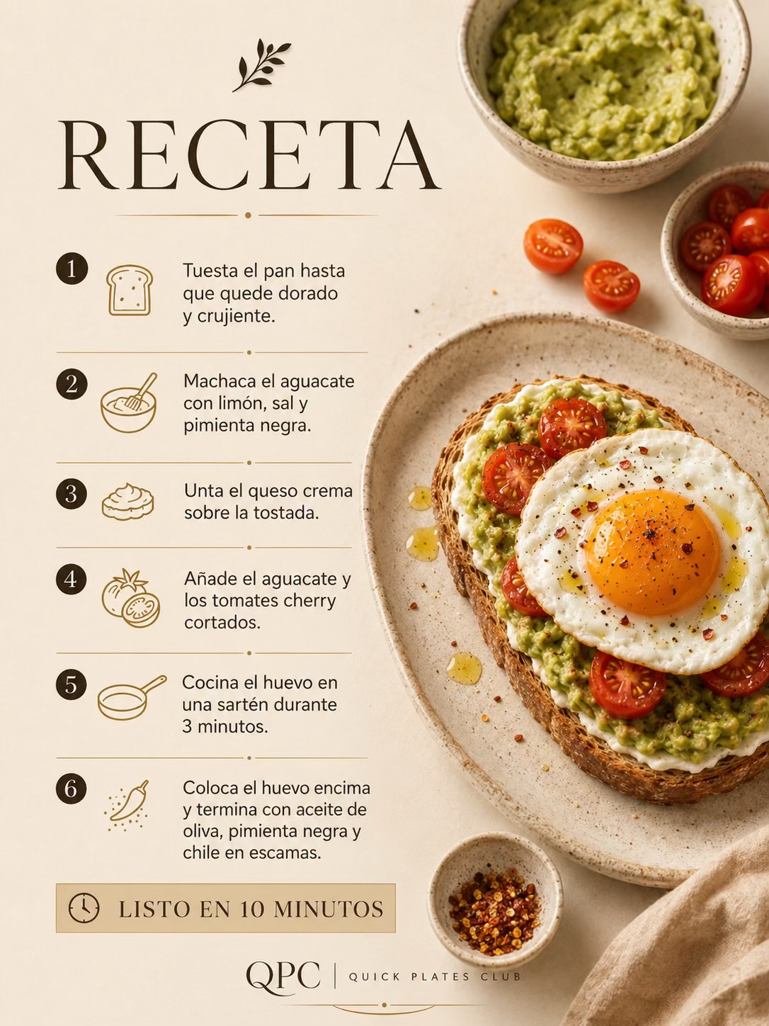 Tostada cremosa de aguacate en 10 minutos - receta