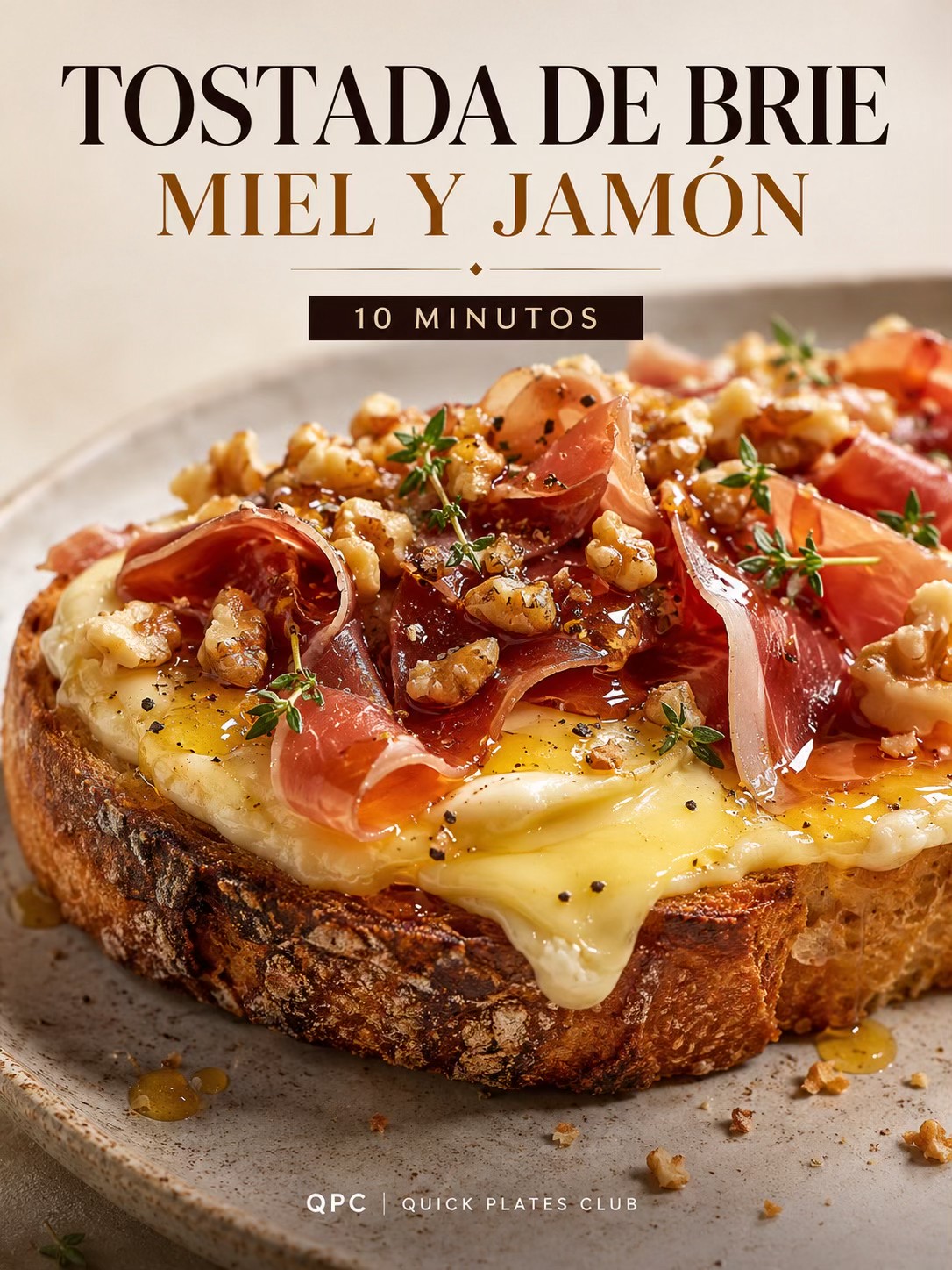 TOSTADA DE BRIE, MIEL Y JAMÓN