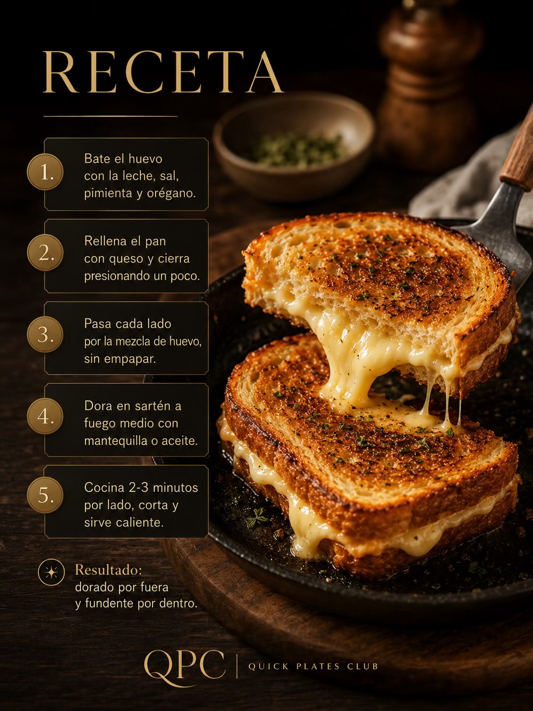 TOSTADAS DORADAS DE QUESO FUNDENTE - receta