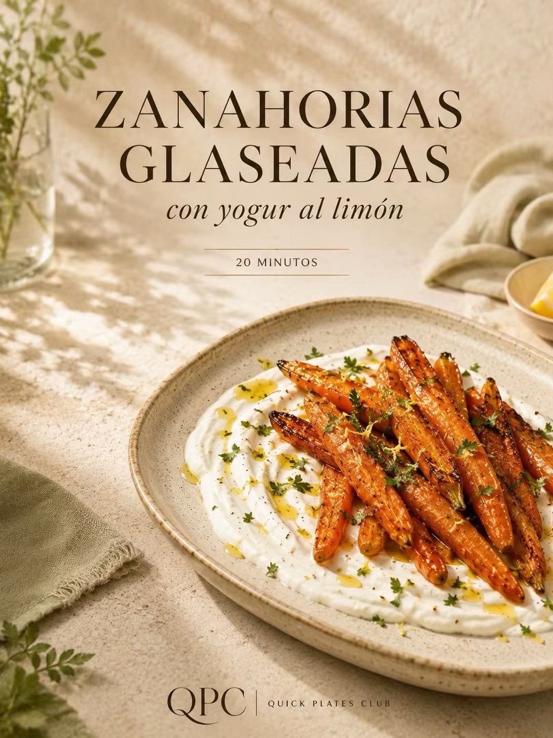 Zanahorias glaseadas con yogur al limón